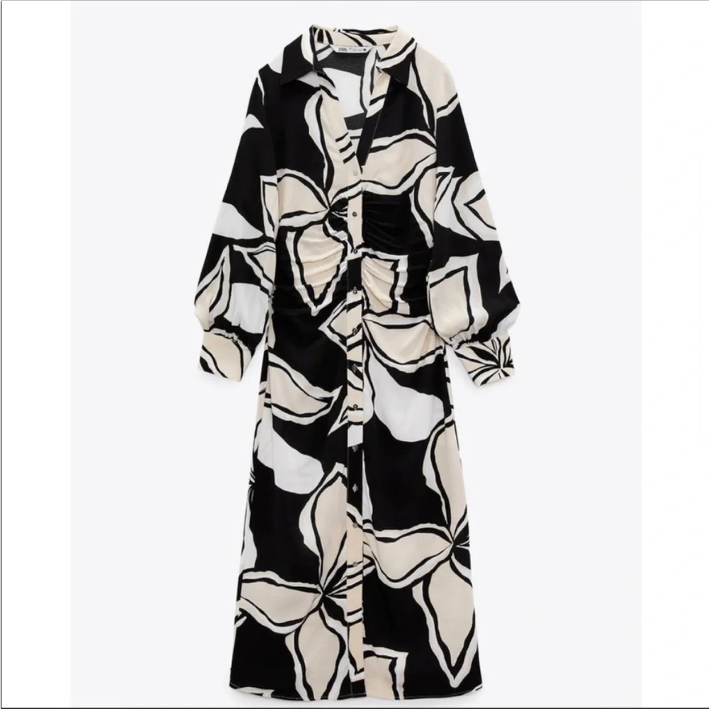 Zara black and white floral dress - Picture 1 of 10